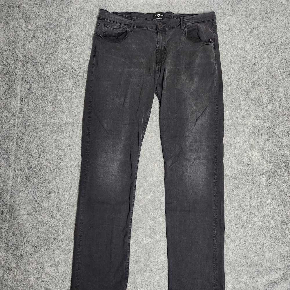 7‎ For All Mankind The Straight Jeans Men 38x34 Black Denim Luxe Performance